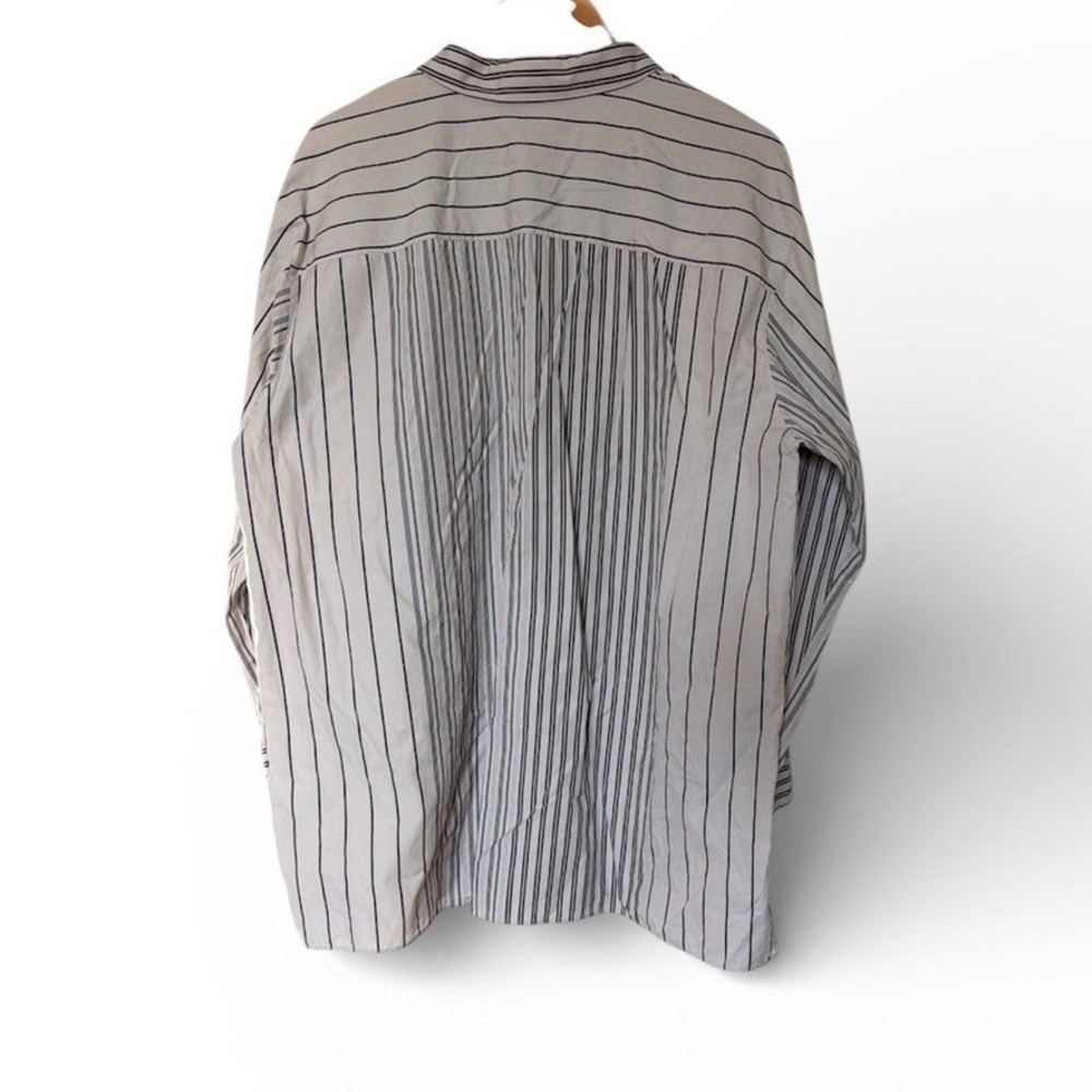 Lafayette 148 New York Womens Mixed Stripe Button Down Shirt Black White‎ Blouse - Picture 2 of 3